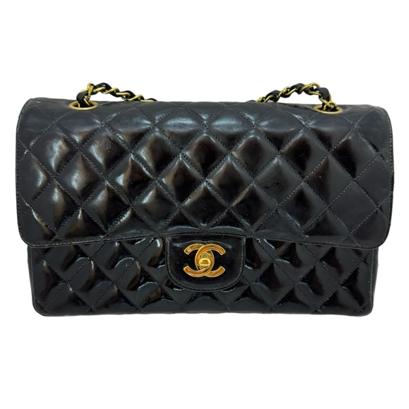 CHANEL Handbags - Auth Chanel Vintage Patent Classic Double Flap Bag Fair